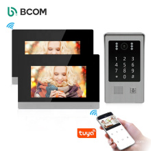 Bcom remote unlocking 720P/960P 2.4GHZ 7" touch screen monitor call button doorbell with RFID card